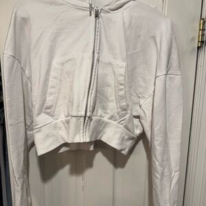 Garage White Cropped Hoodie
